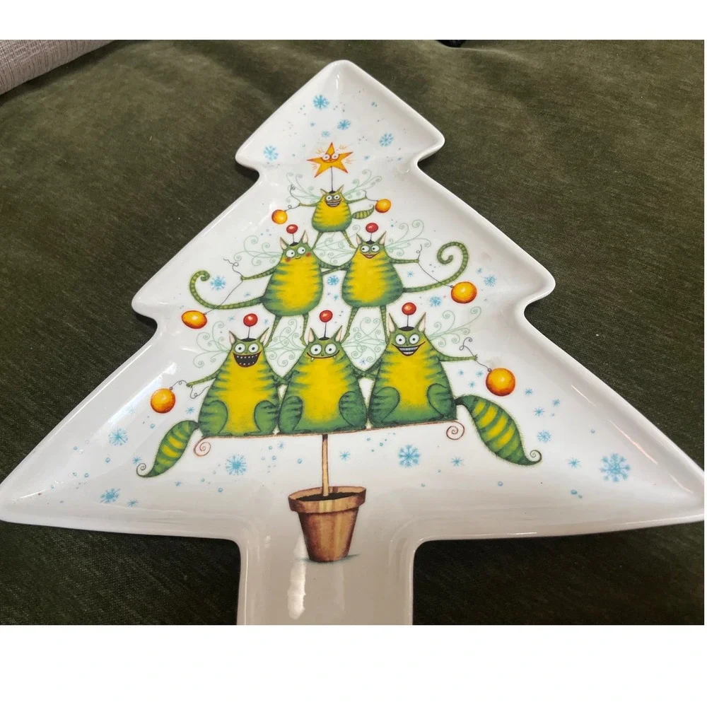 Royal Worcester Festive Collection Kitty Tree Serving Dish Clare Mackie 2005‎